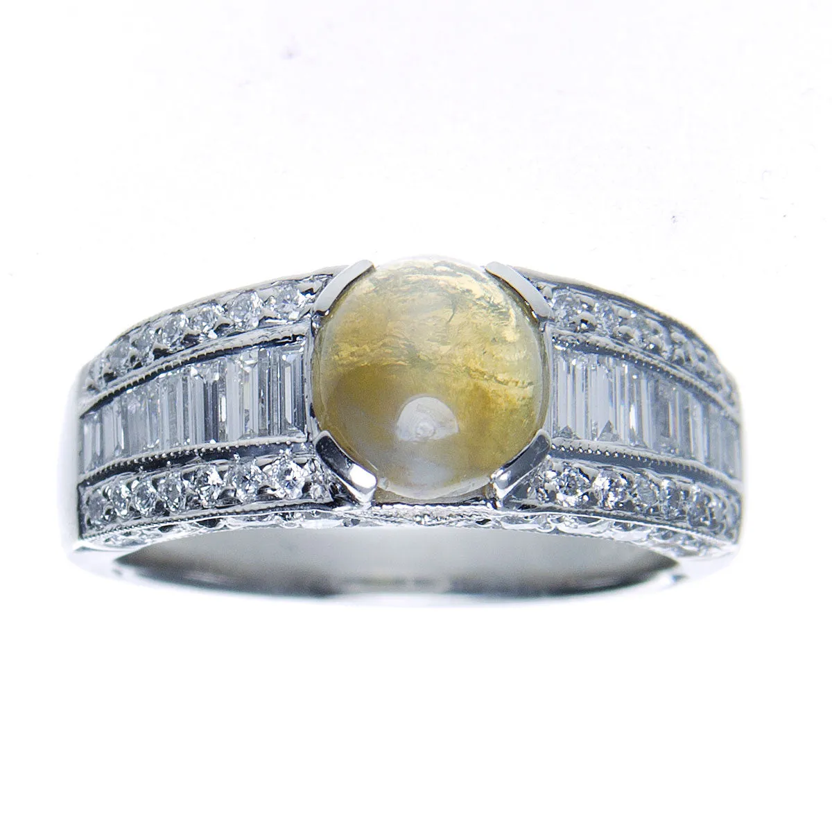 3.19ct Chrysoberyl Cat's Eye & Diamond Platinum Ring