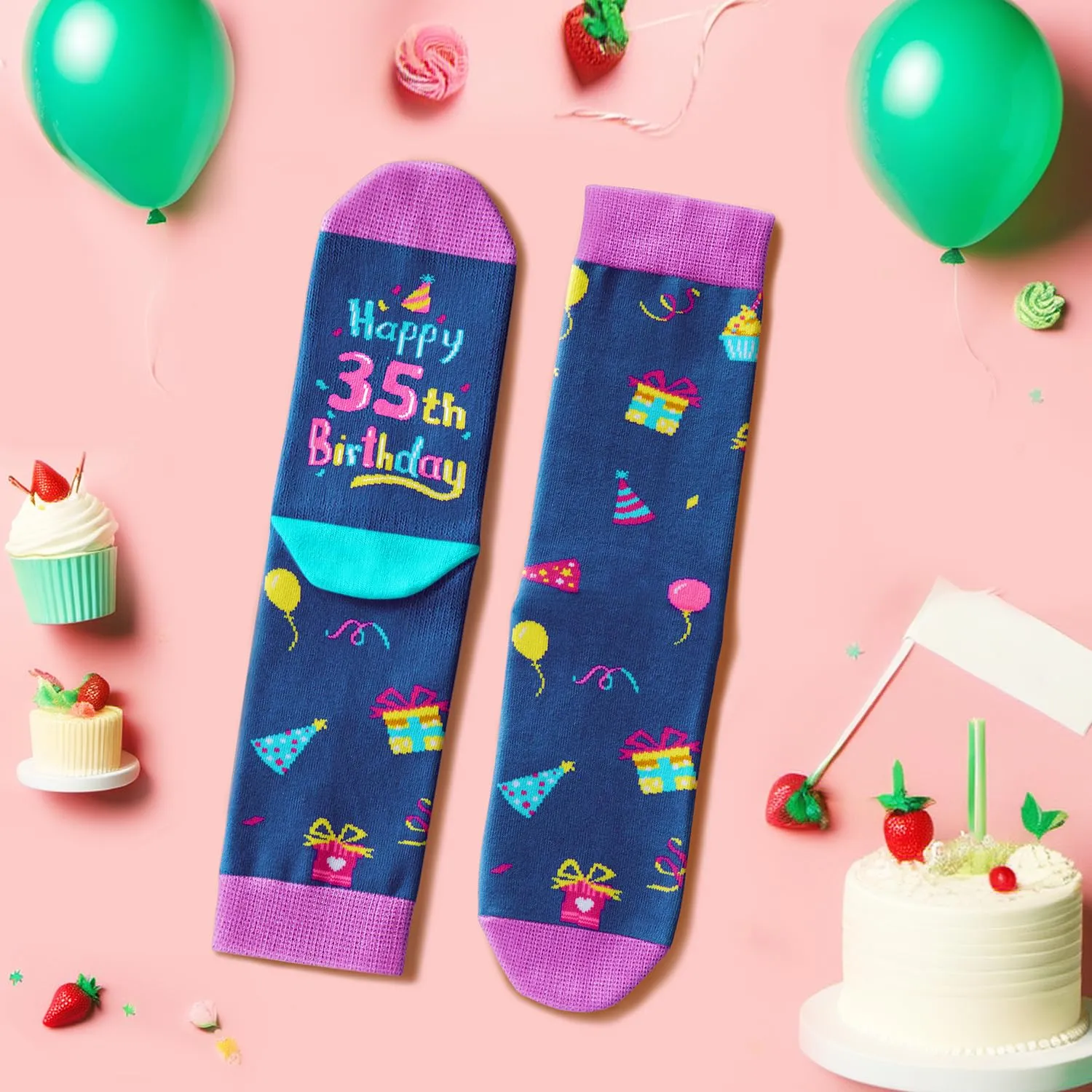 35th Years Old Birthday Gifts for Women - Socks for 35 Year Olds, Best Gifts for 35 Year Old Woman Man, Happy Birthday Gift Box with Greeting Card