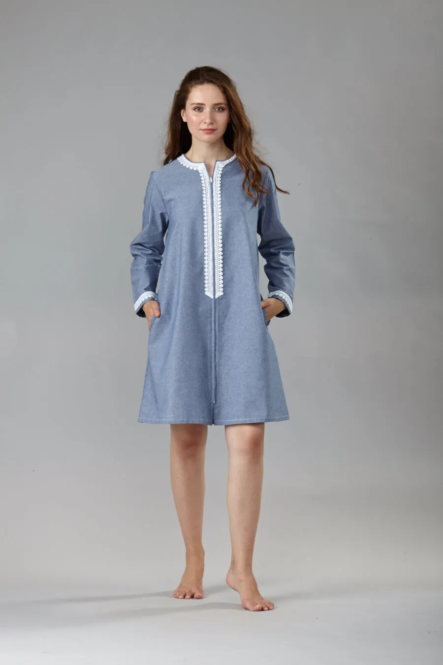 5007 - Short zipped caftan-  FINAL SALE- No returns, refunds or exchanges