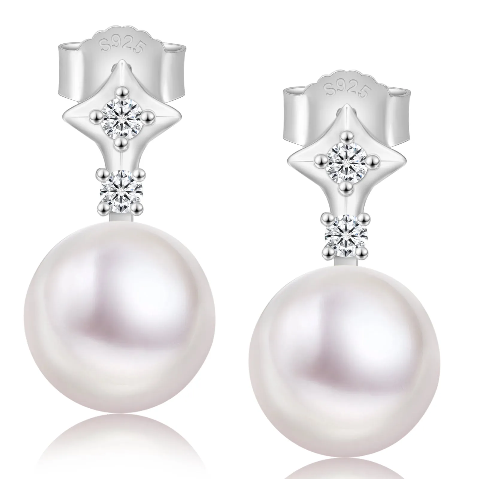 9.5MM Pearls Stud Earrings S925 KRKC 0312
