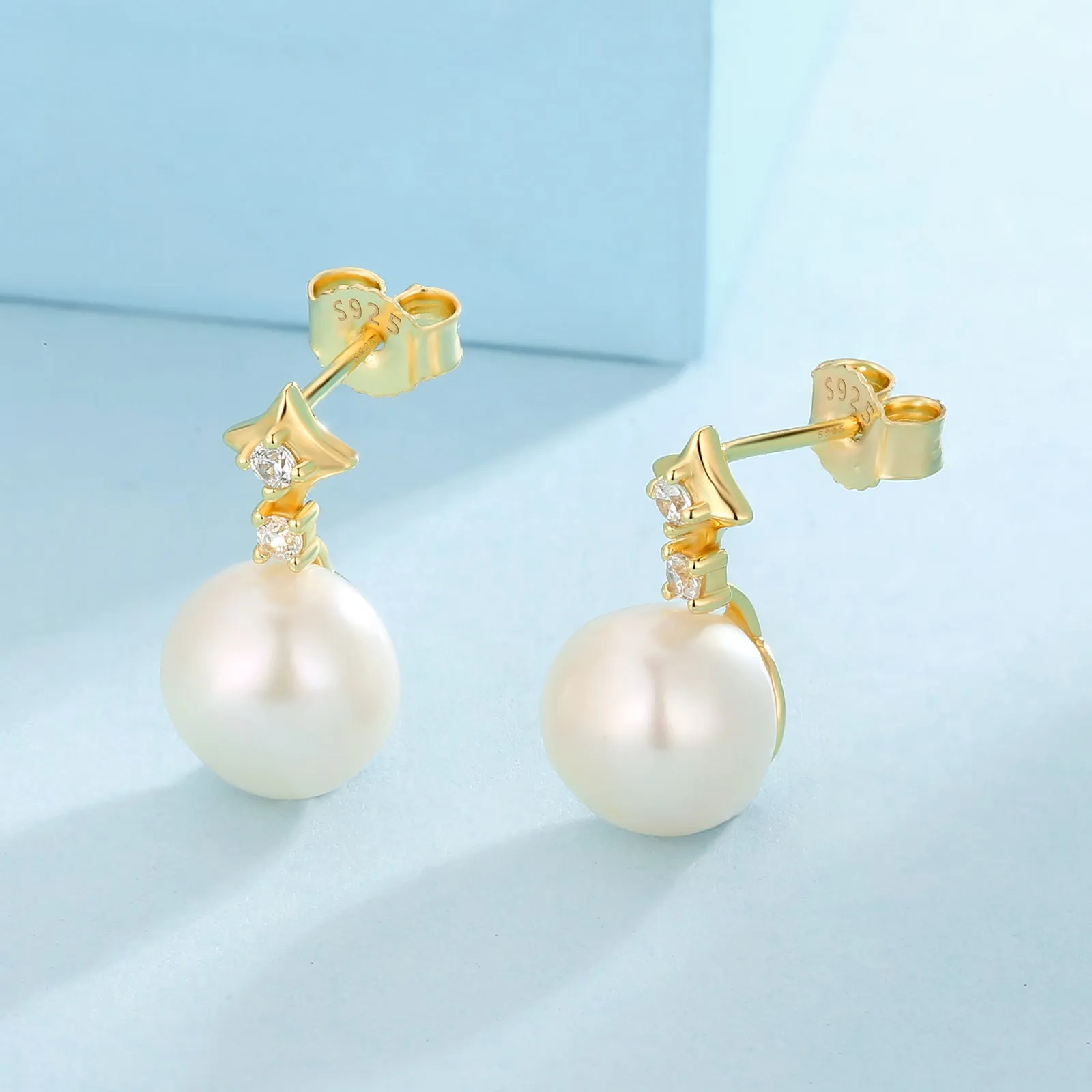 9.5MM Pearls Stud Earrings S925 KRKC 0312