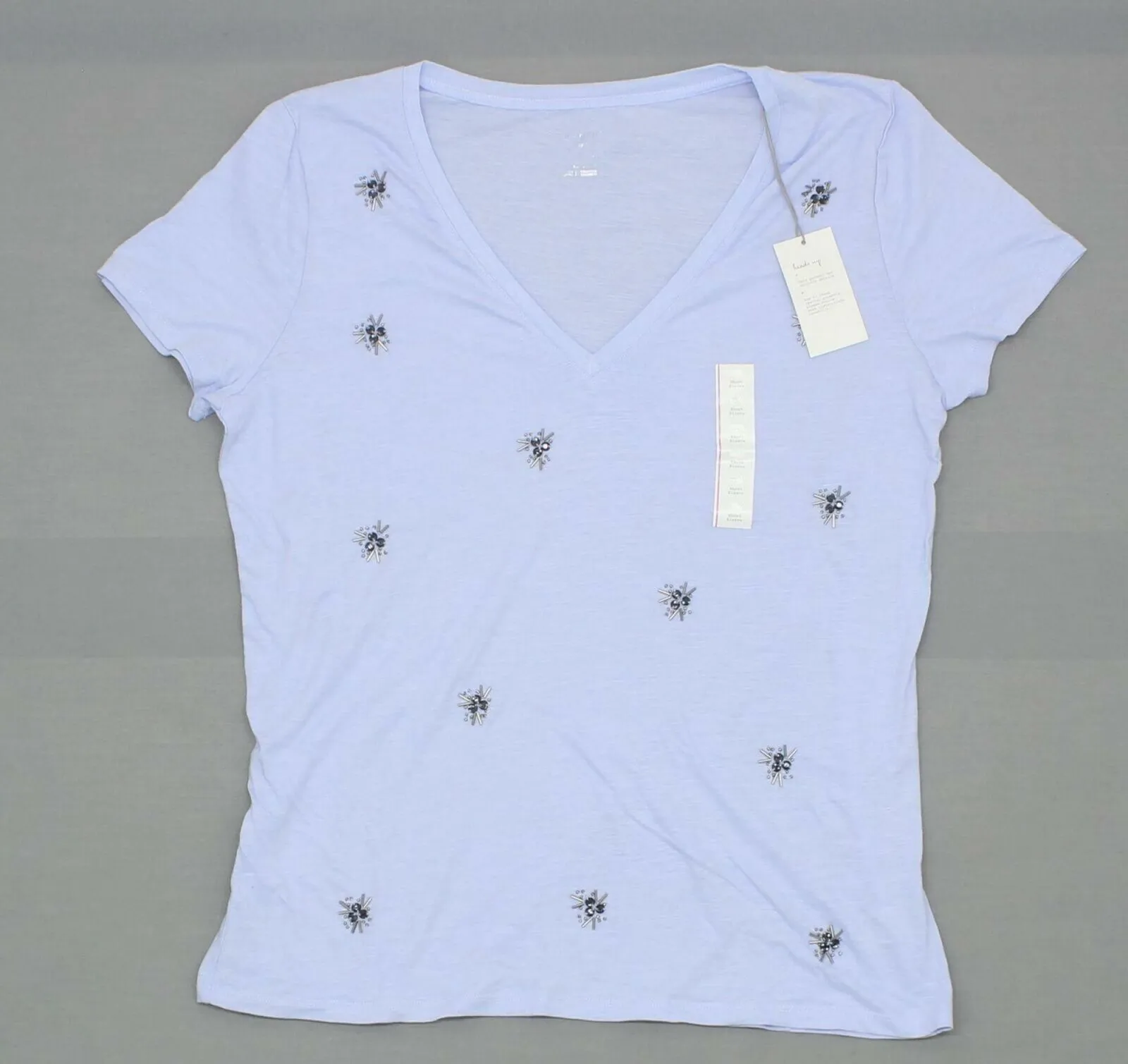 A New Day Women's Embellished Cotton V-Neck Short Sleeve T-Shirt