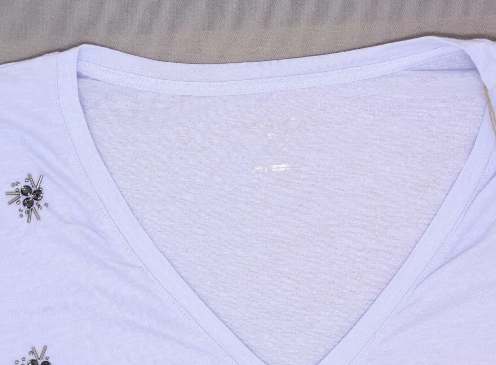 A New Day Women's Embellished Cotton V-Neck Short Sleeve T-Shirt