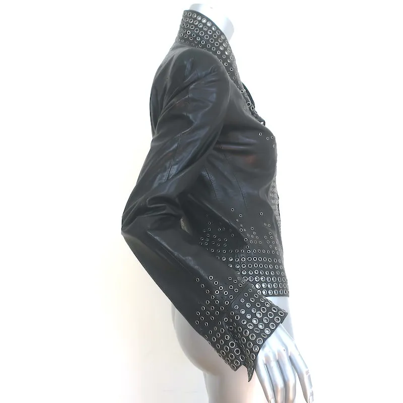 Alexander McQueen Grommet-Embellished Leather Jacket Black Size 40
