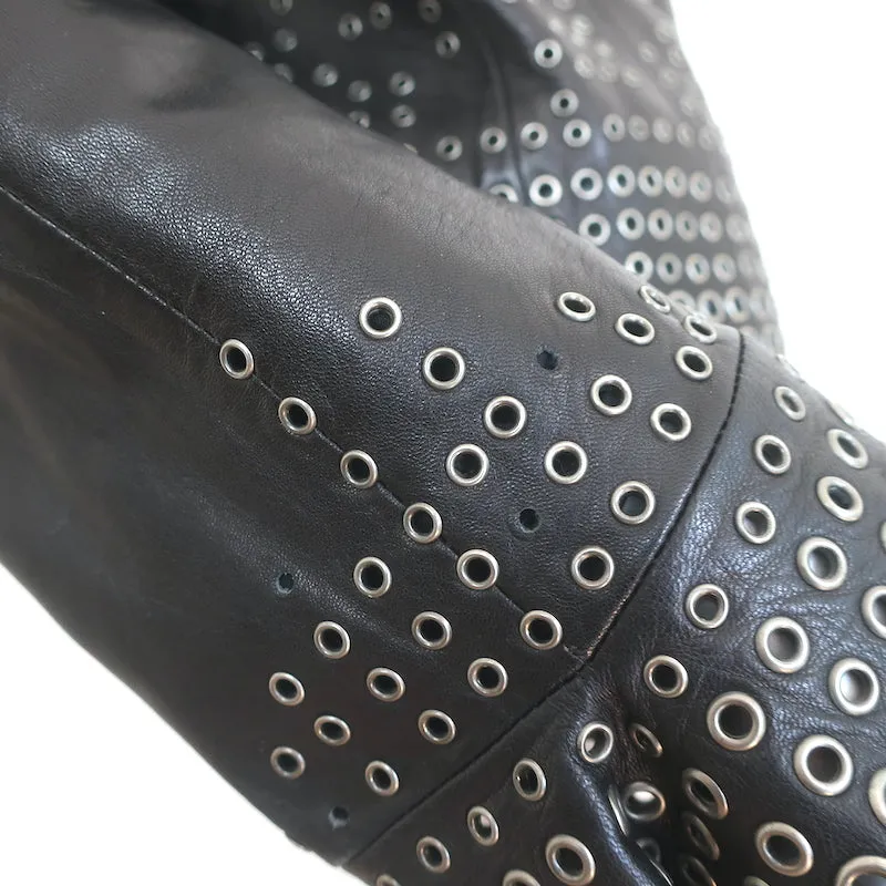 Alexander McQueen Grommet-Embellished Leather Jacket Black Size 40