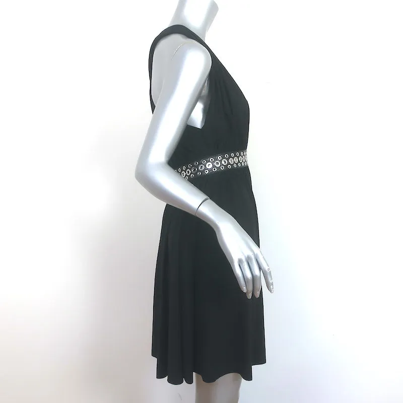 Alexander Wang Grommet-Embellished Twist-Back Mini Dress Black Jersey Size 4
