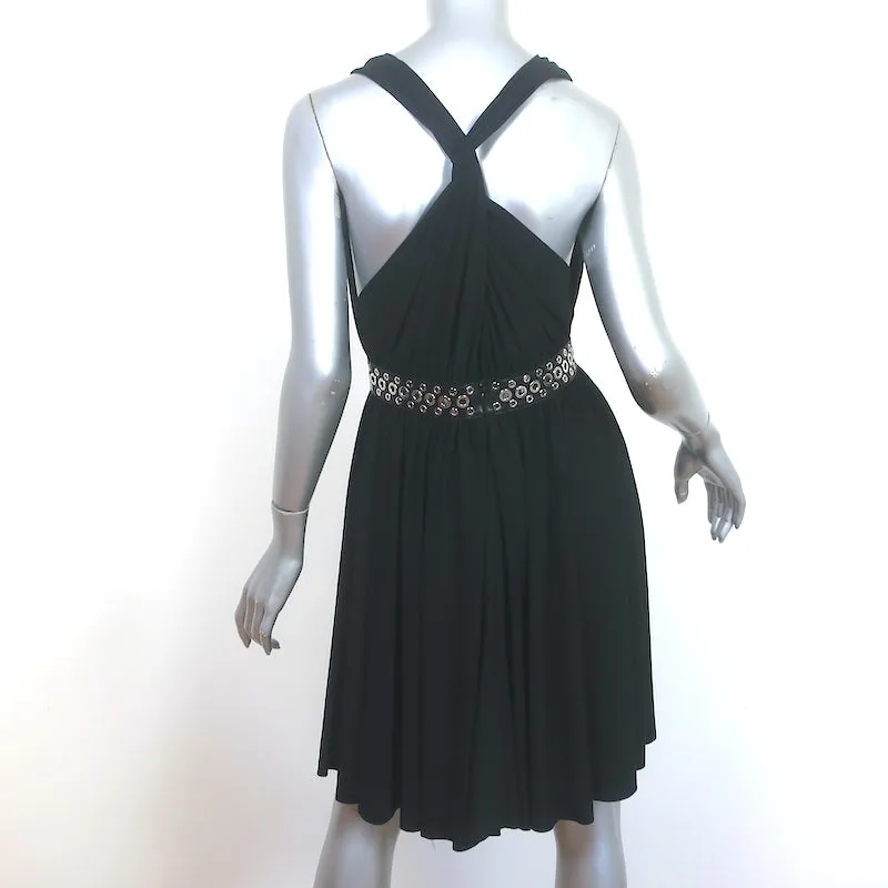 Alexander Wang Grommet-Embellished Twist-Back Mini Dress Black Jersey Size 4