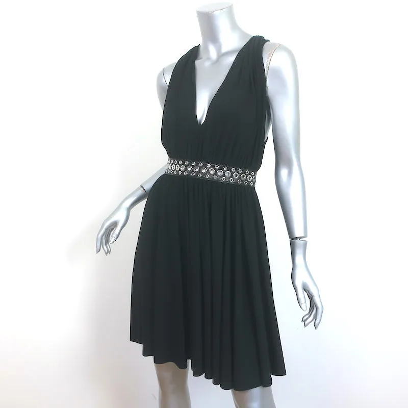 Alexander Wang Grommet-Embellished Twist-Back Mini Dress Black Jersey Size 4