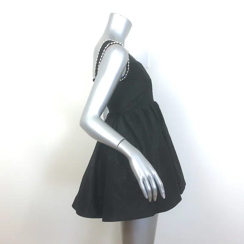 Alice   Olivia Guinevere Pearl & Crystal-Embellished Mini Dress Black Size 2
