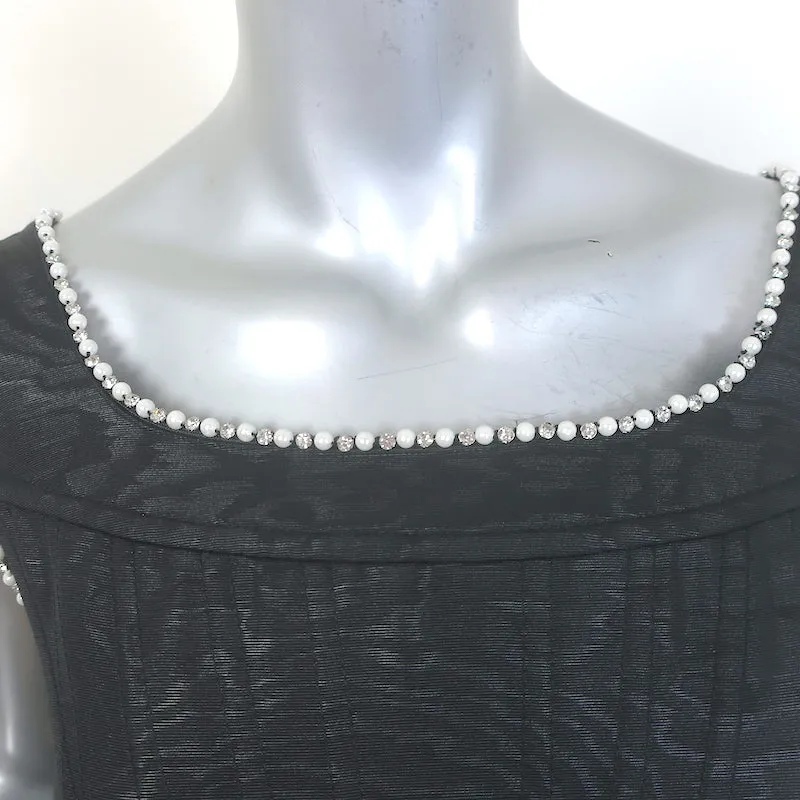 Alice   Olivia Guinevere Pearl & Crystal-Embellished Mini Dress Black Size 2
