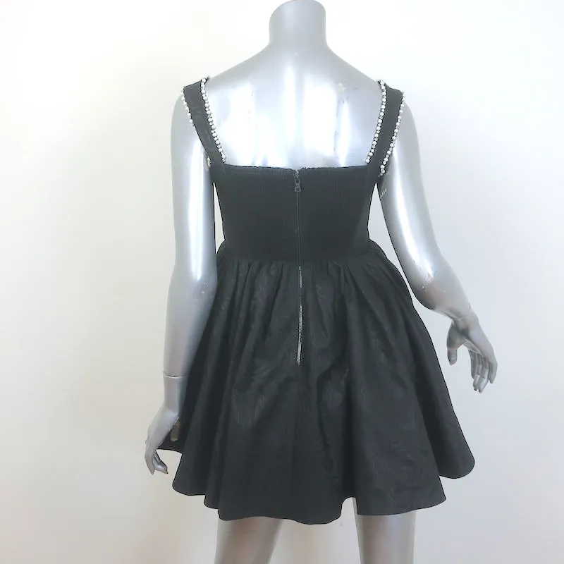 Alice   Olivia Guinevere Pearl & Crystal-Embellished Mini Dress Black Size 2