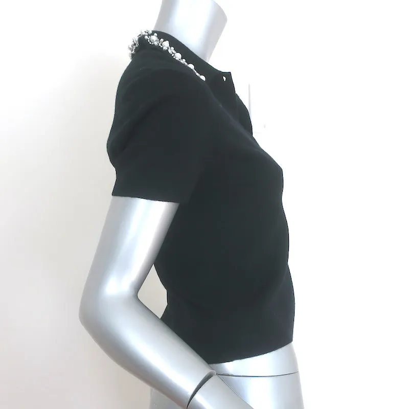 Alice   Olivia Meda Crystal & Faux Pearl-Embellished Polo Black Size Medium