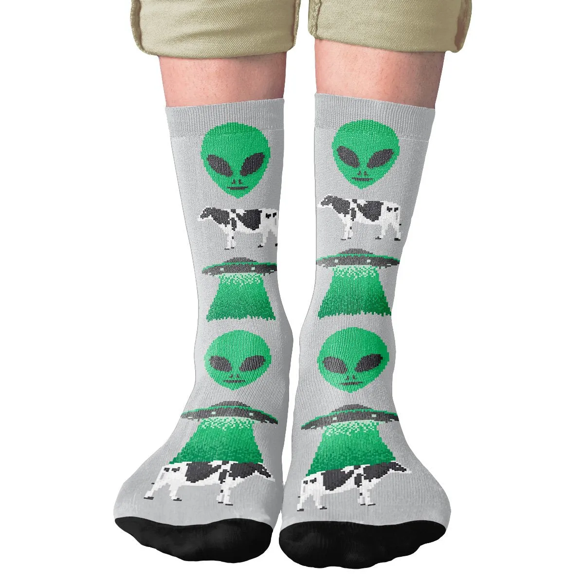 Aliens & UFOs 8-Bit Adult Crew Socks