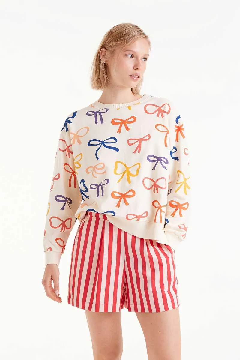 All Over Print Bow Sweatshirt