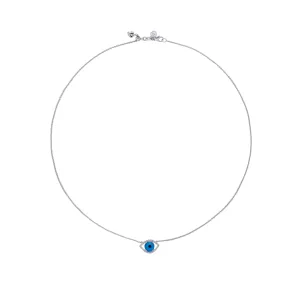 Almond White Diamond Turkish Eye Necklace
