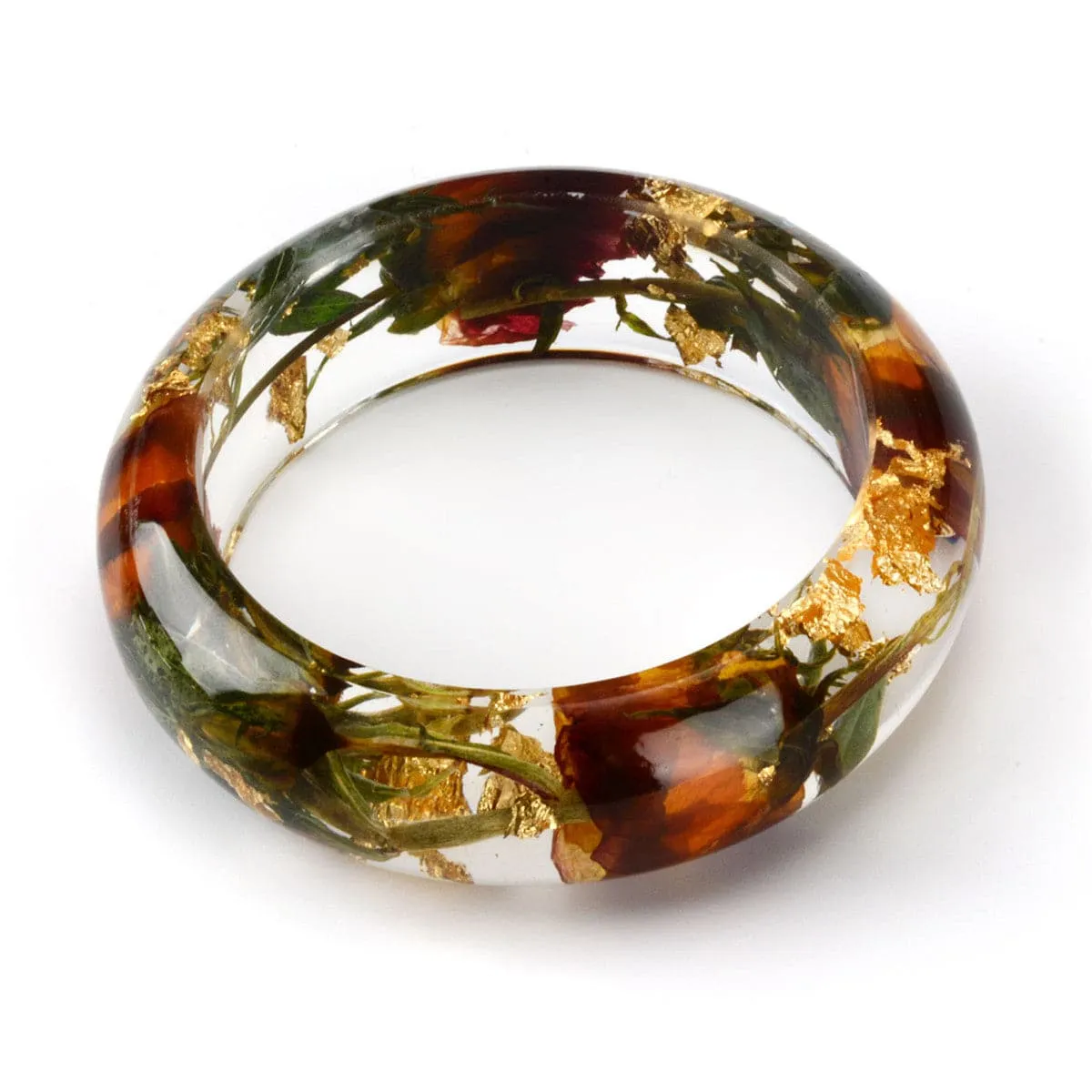 Amber & Green Dried Flower Bangle