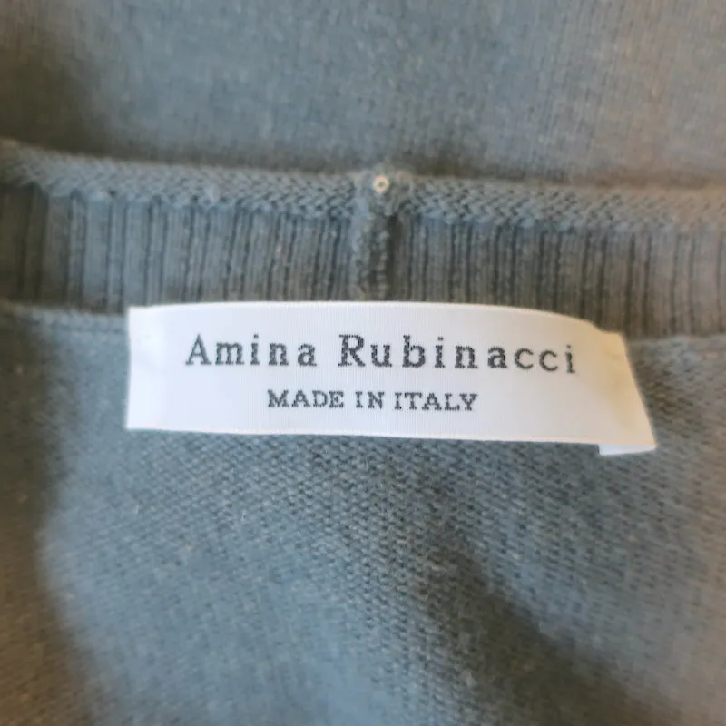 Amina Rubinacci Sequin-Embellished Long Cardigan Gray Blue Size Small