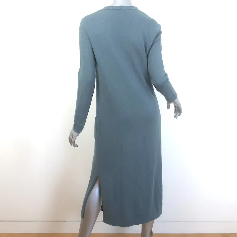 Amina Rubinacci Sequin-Embellished Long Cardigan Gray Blue Size Small