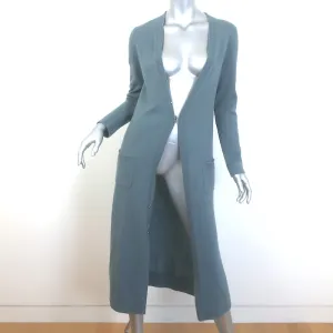 Amina Rubinacci Sequin-Embellished Long Cardigan Gray Blue Size Small