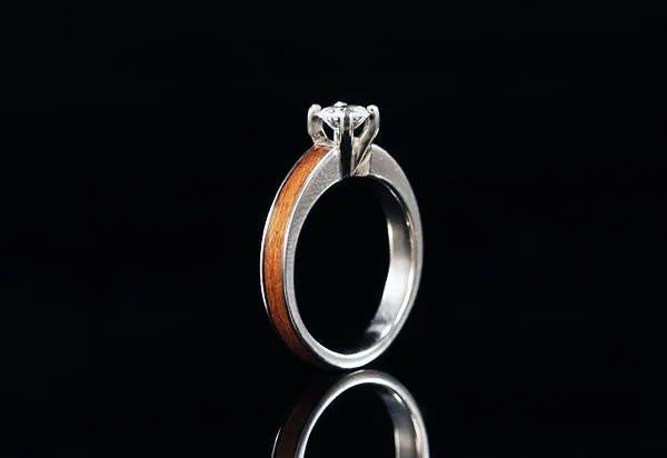 ANCIENT KAURI 14K WHITE GOLD DIAMOND TIFFANY RING