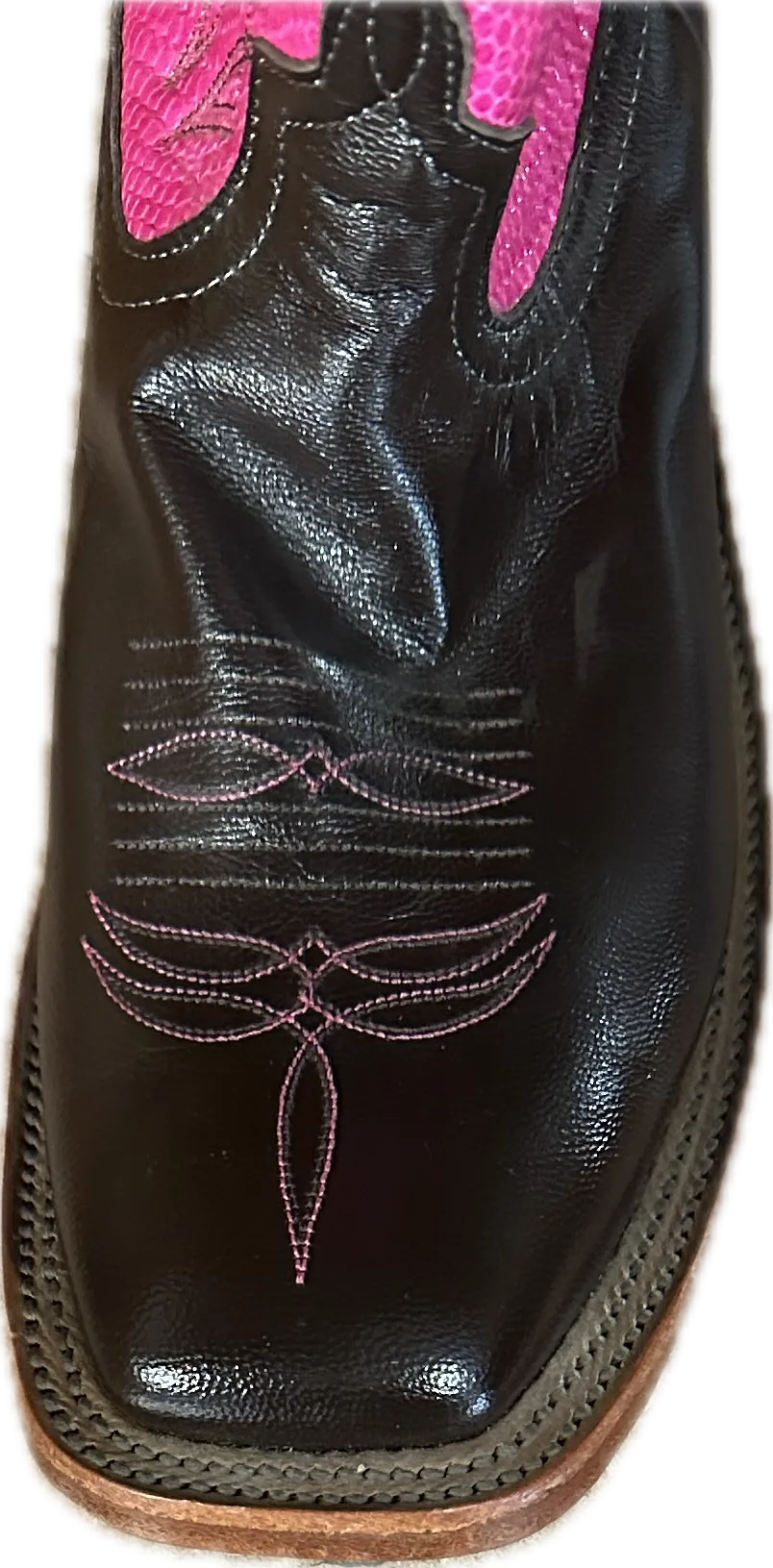 Anderson Bean Women's Square Toe Brown and Pink Stove Top Boots