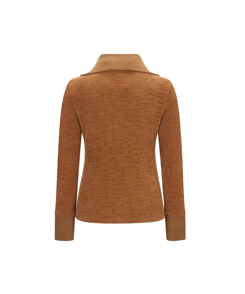 ANEW Golf Women Logo Point Collar L/TS - Camel