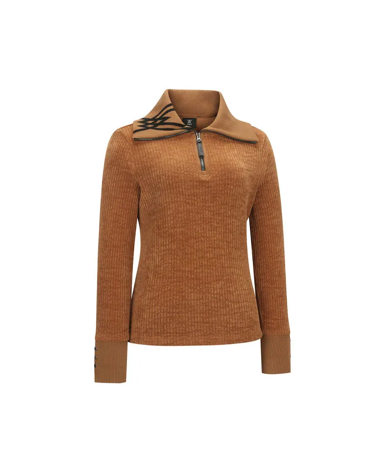 ANEW Golf Women Logo Point Collar L/TS - Camel