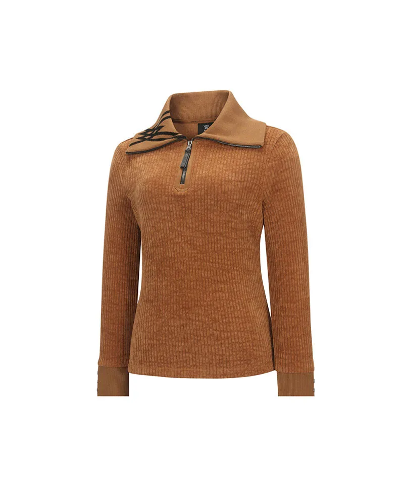 ANEW Golf Women Logo Point Collar L/TS - Camel