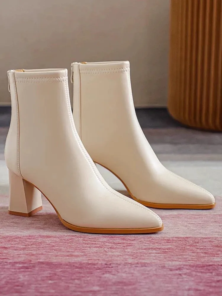 Ankle Luxe™ | Short Leather Pointed Ankle Boots | Genuine Leather, Sleek Design & Comfortable Fit