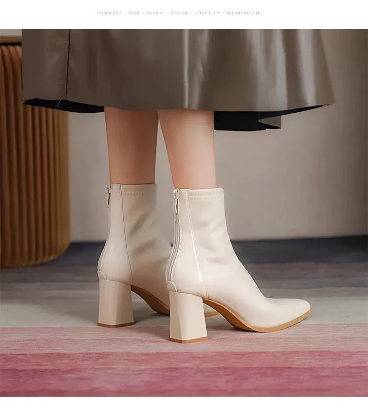 Ankle Luxe™ | Short Leather Pointed Ankle Boots | Genuine Leather, Sleek Design & Comfortable Fit
