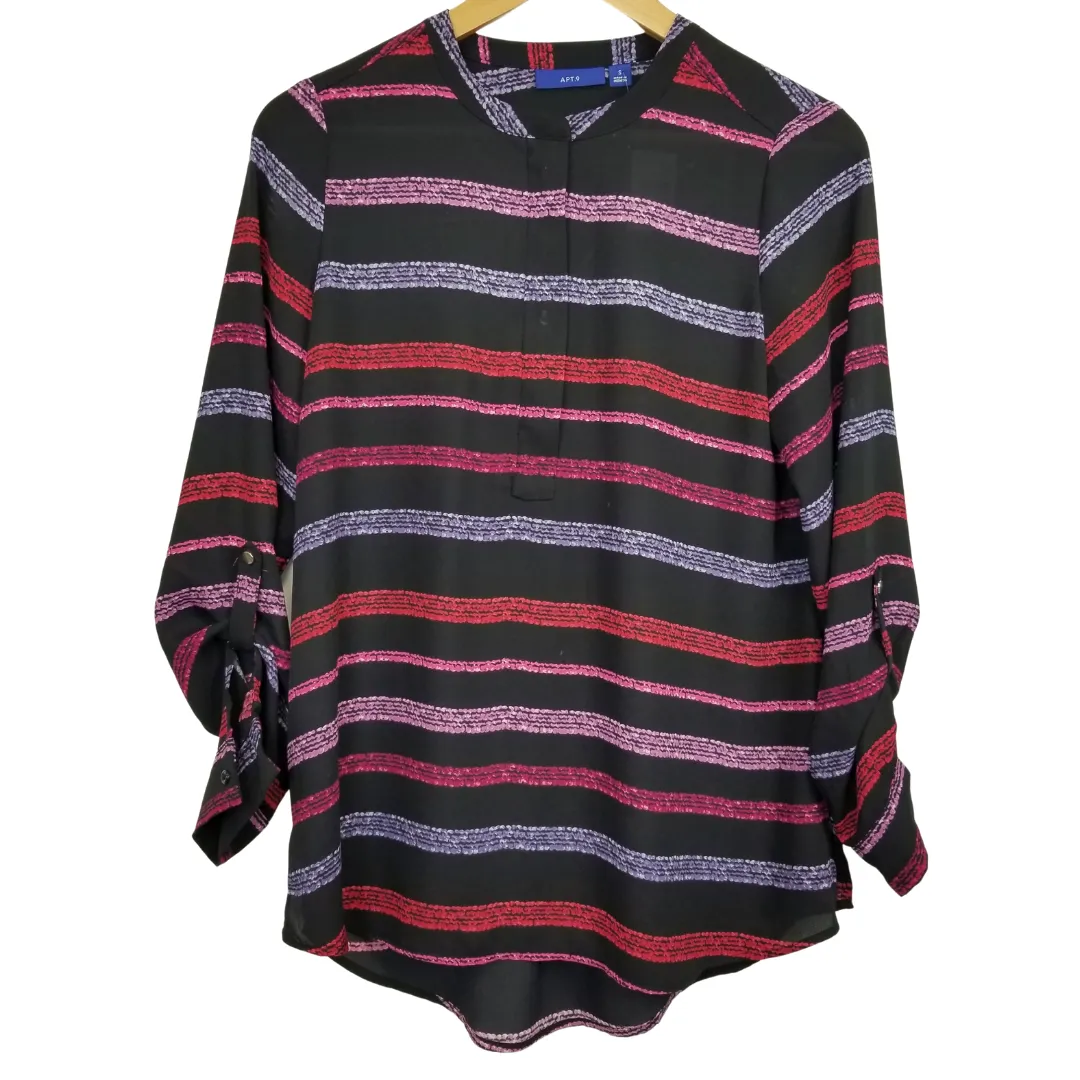 Apt.9 Black Purple Printed Blouse