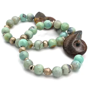 Aqua Agate Gemstone Stretch Bracelet MEDIUM