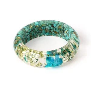 Aqua & Off-White Dried Flower Bangle