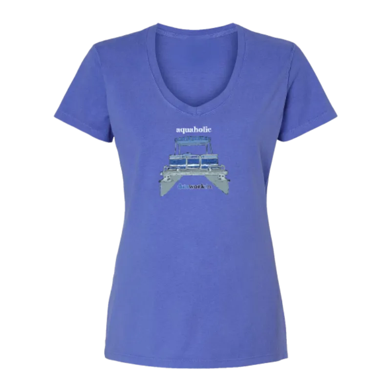 Aquaholic Pontoon Boat Women's SS V Neck