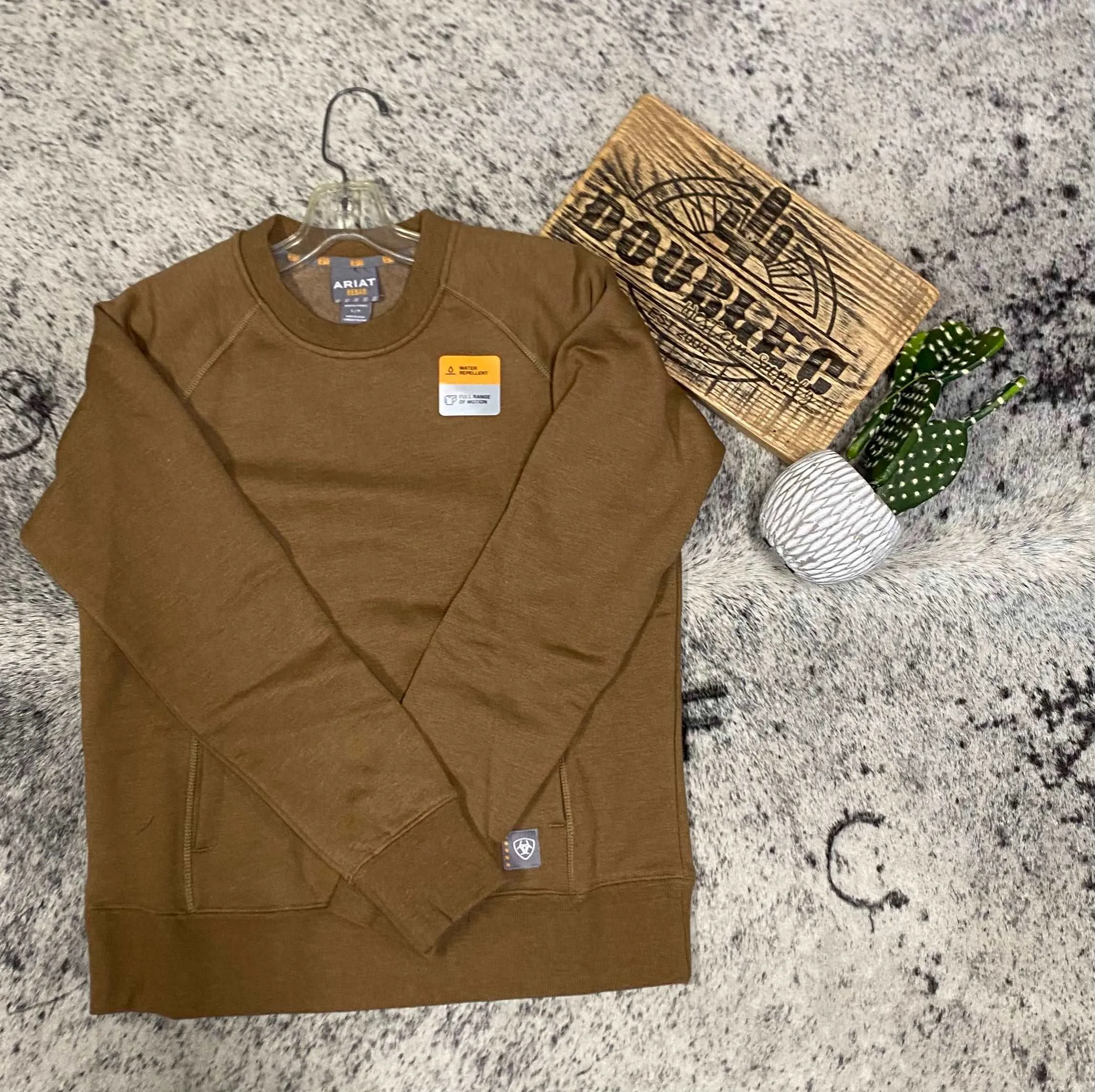 Ariat Womens Rebar Traverse Sweatshirt-Khaki Heather