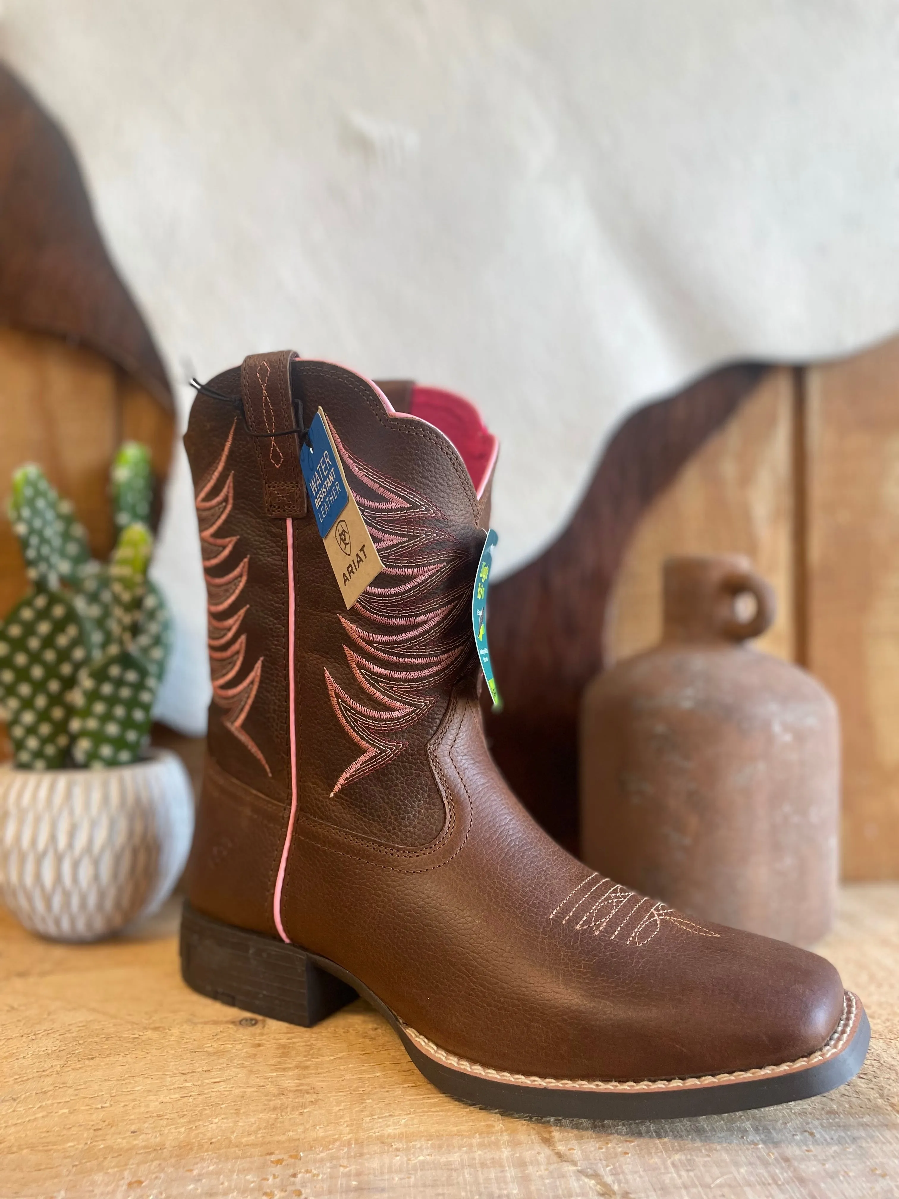 Ariat® Youth Girl's Firecatcher Rowdy Brown Square Toe Boots 10042413