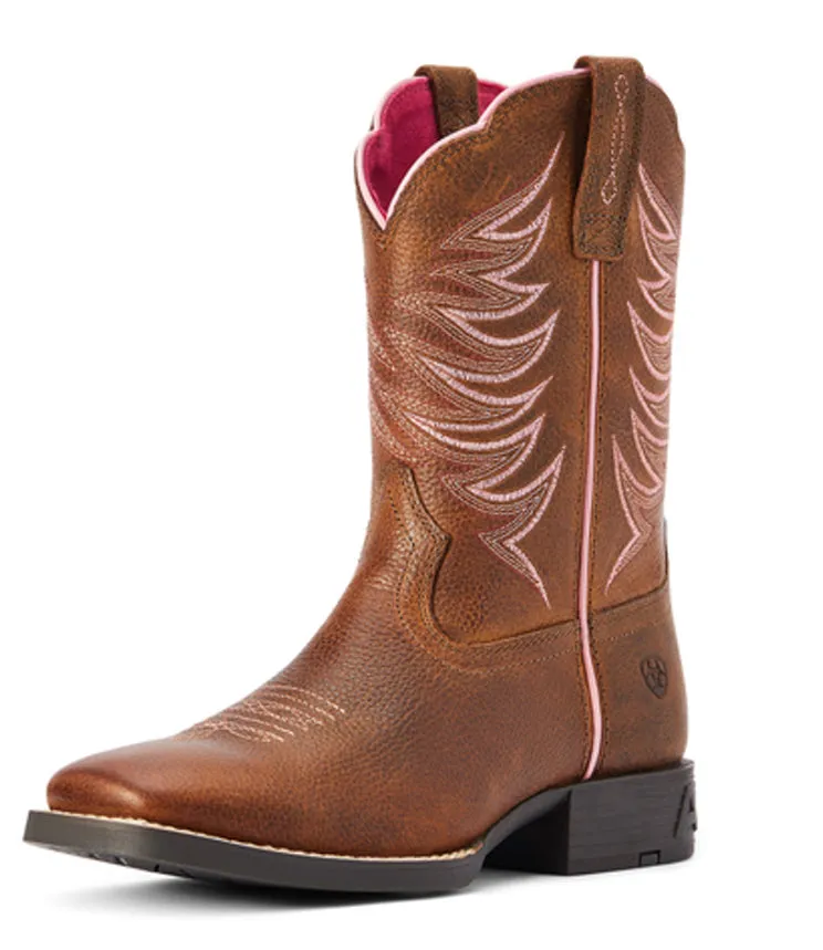 Ariat® Youth Girl's Firecatcher Rowdy Brown Square Toe Boots 10042413