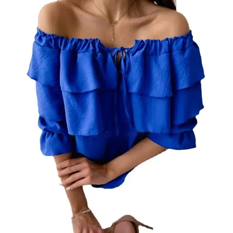 Ariela® | Off-The-Shoulder, Long-Sleeved Top With Tiered Ruffles