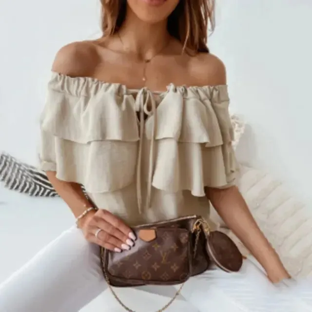 Ariela® | Off-The-Shoulder, Long-Sleeved Top With Tiered Ruffles