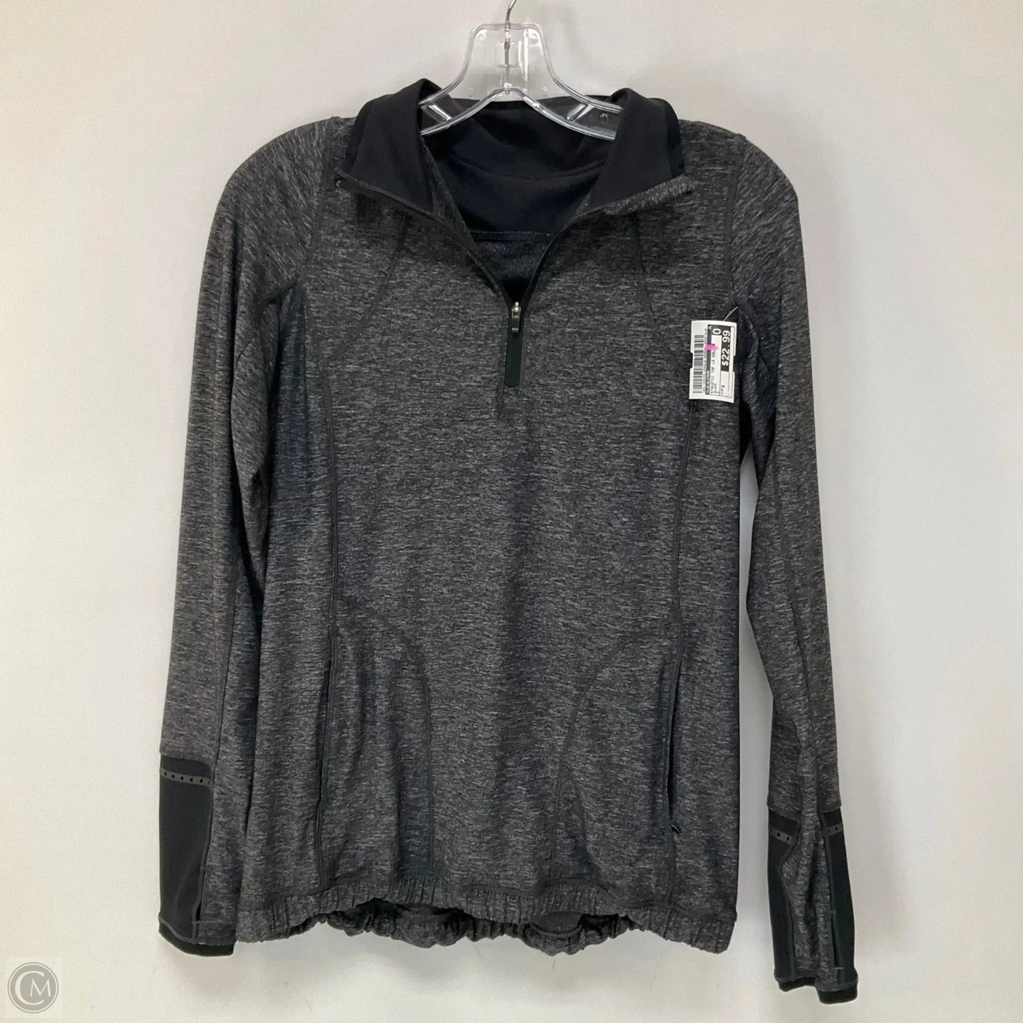 Athletic Top Long Sleeve Collar By Lululemon In Black, Size: S