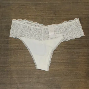 Auden Women's Plus Size Micro Thong with Lace Waistband 77753632 White 2X