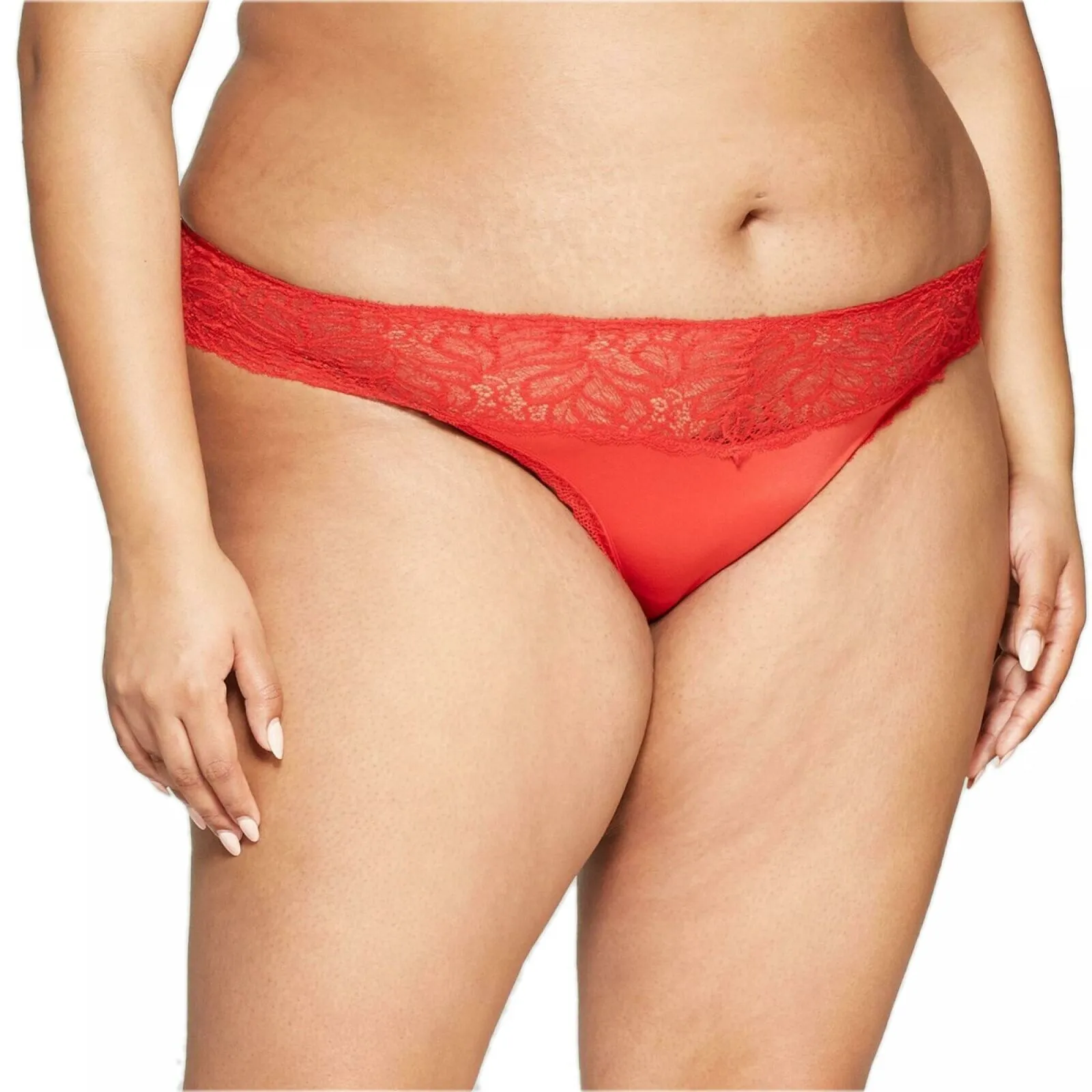 Auden Women's Plus Size Micro Thong With Lace Waistband
