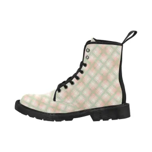 Audra Pink and Green Plaid Women's Boots - Black Sole