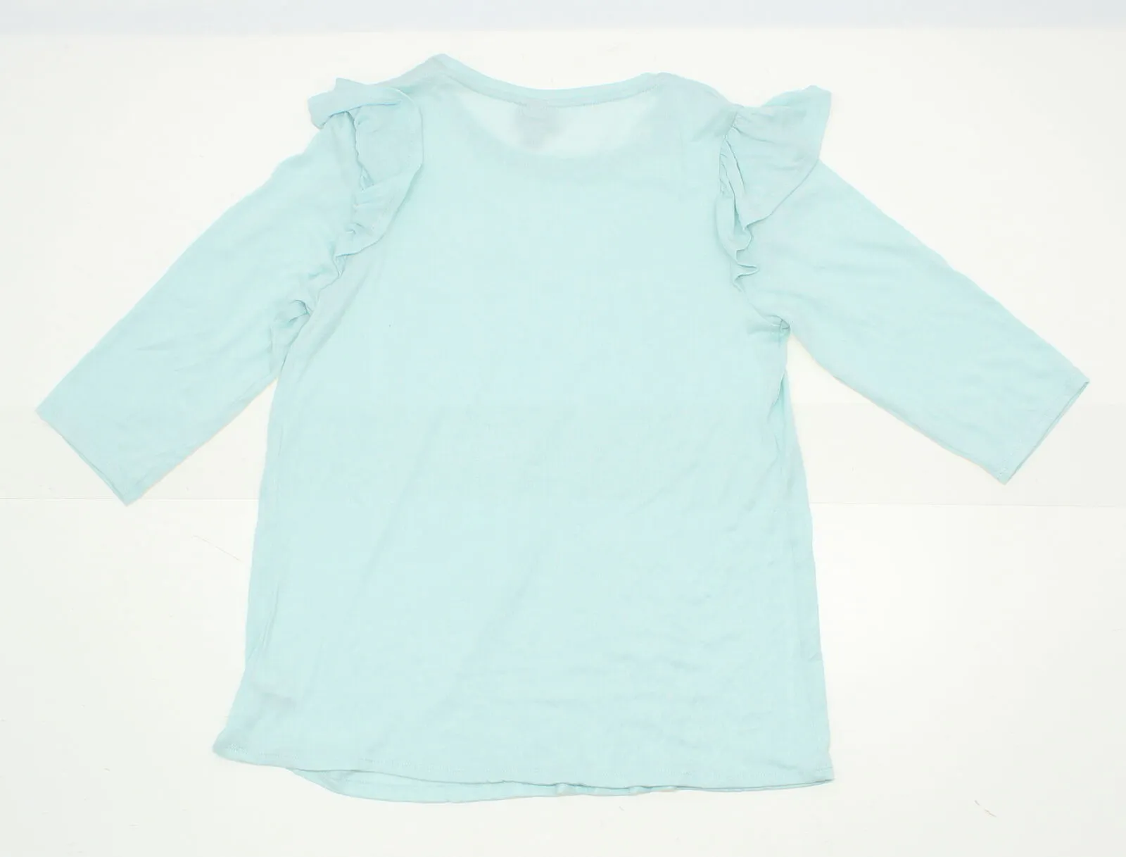 Ava & Viv Women's Plus Size Ruffle Fine Gauge Sweater Blue X