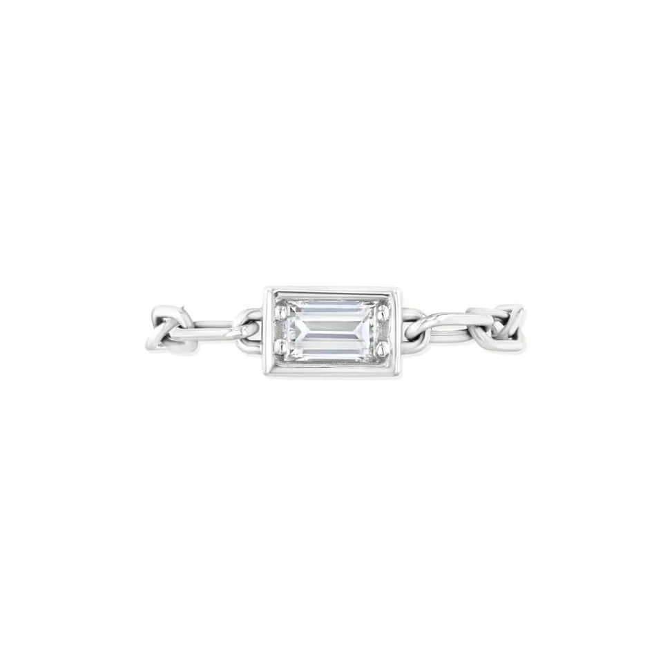 Baguette Diamond Chain Ring | White Gold