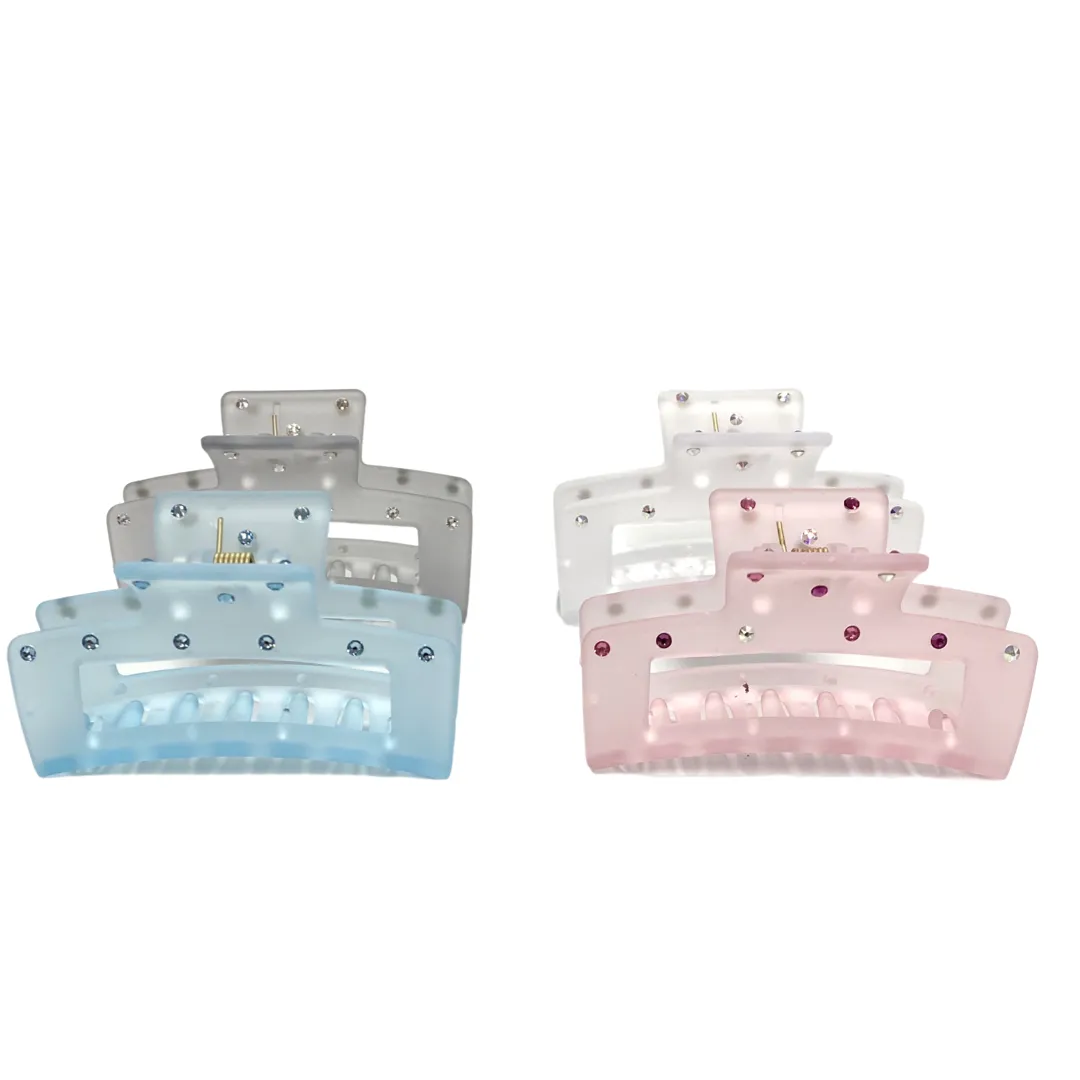 Bari Lynn Swarovski Crystal Frosted Rectangle Claw Clip - 4 Colors