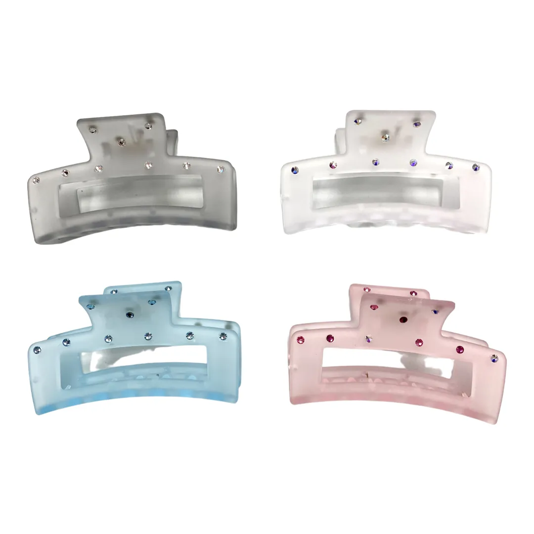 Bari Lynn Swarovski Crystal Frosted Rectangle Claw Clip - 4 Colors