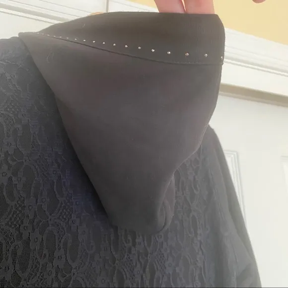 BCBGMaxAzria Black Lace Jacket Embellished Size XL