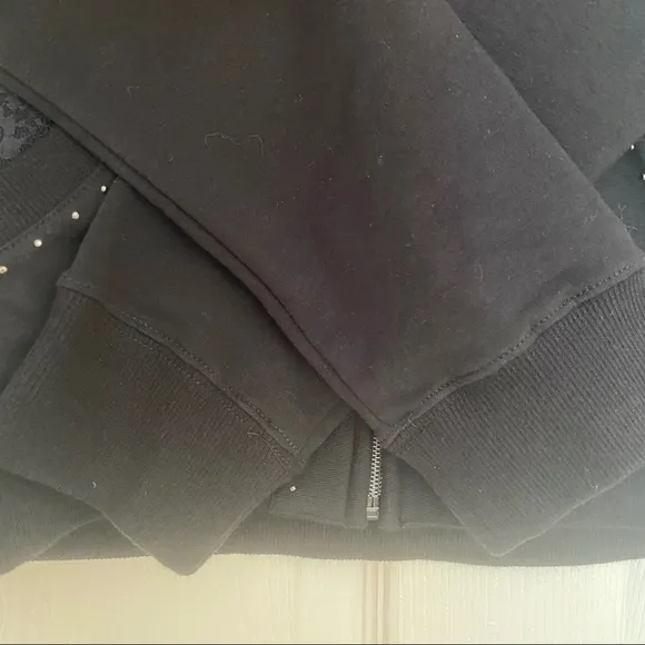 BCBGMaxAzria Black Lace Jacket Embellished Size XL