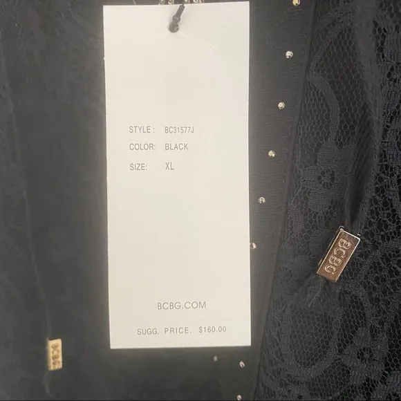BCBGMaxAzria Black Lace Jacket Embellished Size XL